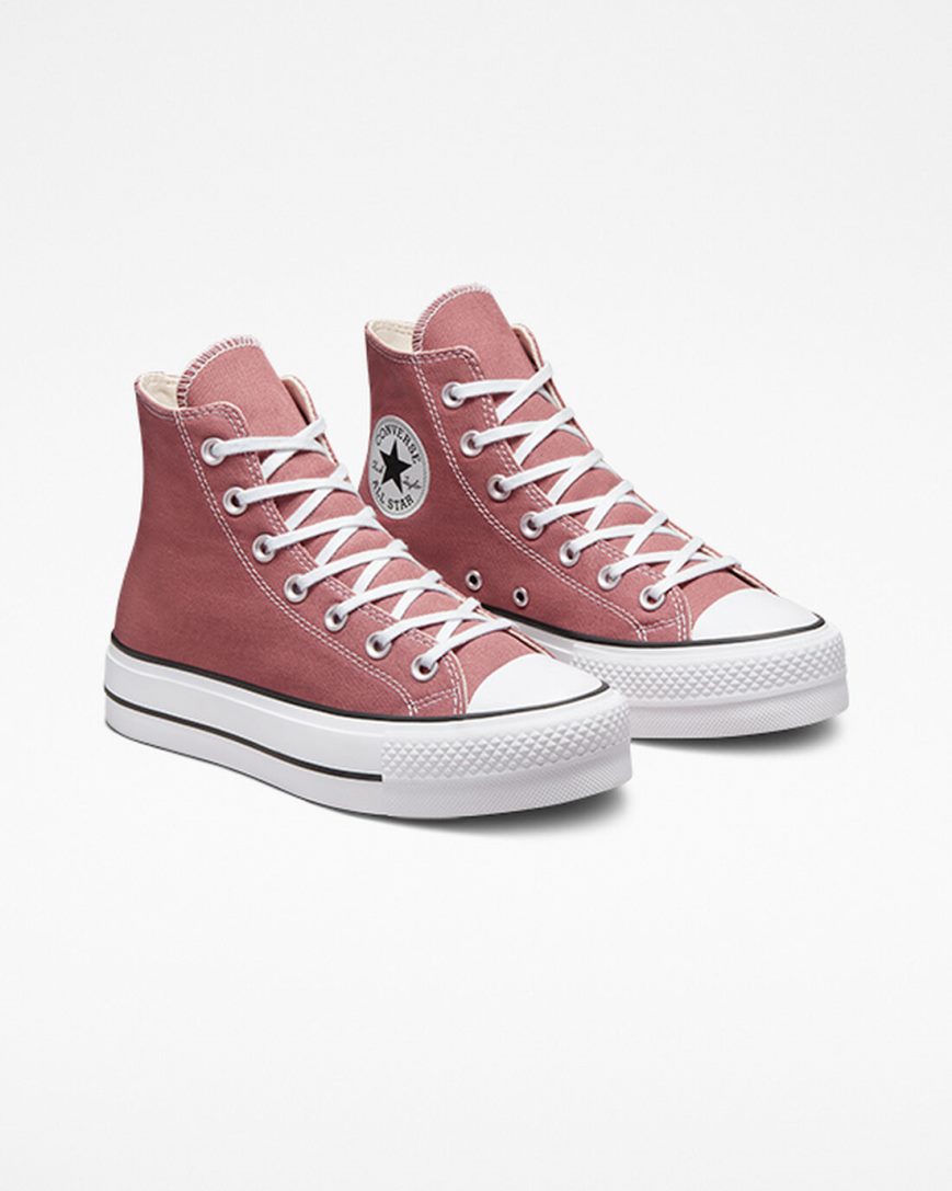 Pantofi Platforma Dama Converse Chuck Taylor All Star Lift Seasonal Color Inalti Roz Negrii Albi | RO RJVDX896